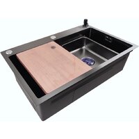 Кухонная мойка Stellar Decor S7045NB-A-D (нано черный, c доской) - Превью изображения №2 — Интернет-Магазин TECNO.BY