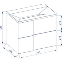 Lauter Тумба под умывальник Nelli 70 (бело-серый п/мат) Image #4