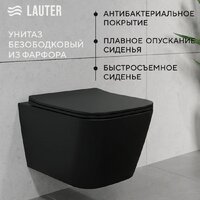 Унитаз подвесной Lauter Magdeburg 21103EC + WeltWasser Marberg 410 RD BL (черный матовый, с кнопкой смыва) - Превью изображения №2 — Интернет-Магазин TECNO.BY