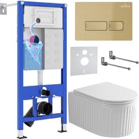 Roxen Royal Matt в комплекте с инсталляцией StounFix Dual Fresh 6 в 1 968227 (кнопка: брашированное золото)