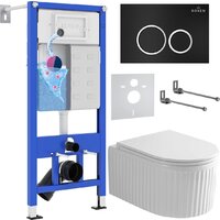 Roxen Royal Matt в комплекте с инсталляцией StounFix Dual Fresh 6 в 1 968231 (кнопка: черный)