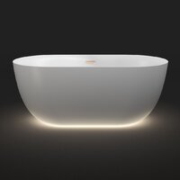 Wellsee Chic Riviera 149x78 23680404R (отдельностоящая ванна с подсветкой белый глянец, экран, ножки, сифон-автомат золото)