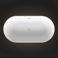Wellsee Chic Riviera 149x78 23680404R (отдельностоящая ванна с подсветкой белый глянец, экран, ножки, сифон-автомат золото) Image #4