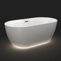 Wellsee Chic Riviera 149x78 23680403R (отдельностоящая ванна с подсветкой белый глянец, экран, ножки, сифон-автомат матовый черный) Image #2