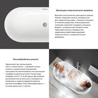 Wellsee Chic Riviera 149x78 23680403R (отдельностоящая ванна с подсветкой белый глянец, экран, ножки, сифон-автомат матовый черный) Image #5
