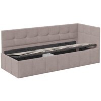 Трия Грей c мягкой обивкой с ПМ 80x200 (велюр Galaxy серо-бежевый) Image #3