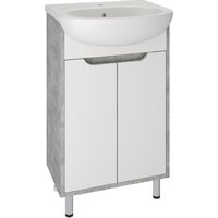 Runo Тумба с умывальником Эко 60 + Уют 60 (напольная, белый/серый бетон) Image #3