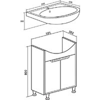 Runo Тумба с умывальником Эко 60 + Уют 60 (напольная, белый/серый бетон) Image #4