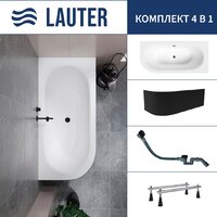 Lauter Bliss 170 P 21201072P (с ножками, лицевым экраном черного цвета и сифоном 21Y32001 матовый черный)