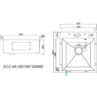 Кухонная мойка ARFEKA ECO AR 450*500 SATIN DECOR - Превью изображения №8 — Интернет-Магазин TECNO.BY