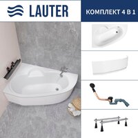 Lauter Valencia 170x110 2102170L (с ножками, лицевым экраном и сифоном 21Y11021 матовый черный) Image #1