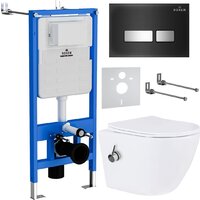 Roxen Antares Bidet в комплекте с инсталляцией StounFix Dual Fresh 6 в 1 963184 (кнопка: черное стекло)