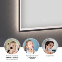  Wellsee Зеркало с фронтальной LED-подсветкой 7 Rays' Spectrum 172201220, 55 х 70 см (с сенсором и регулировкой яркости освещения) - Превью изображения №2 — Интернет-Магазин TECNO.BY