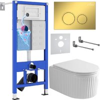 Roxen Royal Matt в комплекте с инсталляцией StounFix Dual Fresh 6 в 1 968254 (кнопка: золото)