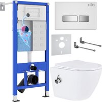 Roxen Antares Bidet в комплекте с инсталляцией StounFix Dual Fresh 6 в 1 962866 (кнопка: белое стекло)