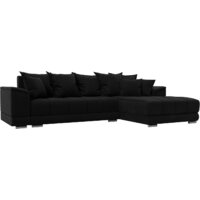 Лига диванов НордСтар правый 121117 (микровельвет черный/подушки микровельвет черный)