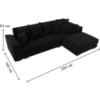 Лига диванов НордСтар правый 121117 (микровельвет черный/подушки микровельвет черный) Image #10