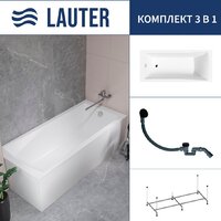Lauter Aurora 170x75 21010075 (с каркасом и сифоном 21Y31001 матовый черный)