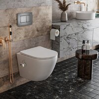 Унитаз подвесной Roxen Antares Bidet в комплекте с инсталляцией StounFix Dual Fresh 6 в 1 960516 (кнопка: оружейная сталь) - Превью изображения №11 — Интернет-Магазин TECNO.BY