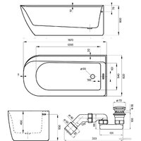 Wellsee Camellia 167x82 236102001 (отдельностоящая (правая) белый глянец, экран, ножки, сифон-автомат хром) Image #10
