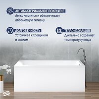 Ванна Lauter Seraphina 160x80 2112160R (с каркасом и сифоном 21Y31010 хром) - Превью изображения №6 — Интернет-Магазин TECNO.BY