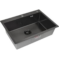 Кухонная мойка ARFEKA ECO AR 700*500 BLACK PVD NANO DECOR VOLCANIC ROCK - Превью изображения №3 — Интернет-Магазин TECNO.BY