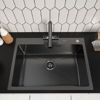 Кухонная мойка ARFEKA ECO AR 700*500 BLACK PVD NANO DECOR VOLCANIC ROCK - Превью изображения №2 — Интернет-Магазин TECNO.BY