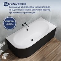 Lauter Bliss 150 P 21201052P (с ножками, лицевым экраном черного цвета и сифоном 21Y31001 матовый черный) Image #5