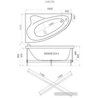 Ванна Triton Николь 160x100 L Базовая Flat (с гидромассажем) - Превью изображения №3 — Интернет-Магазин TECNO.BY