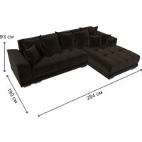 Лига диванов НордСтар правый 121115 (микровельвет коричневый/подушки микровельвет коричневый) Image #10