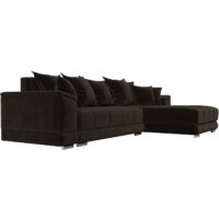 Лига диванов НордСтар правый 121115 (микровельвет коричневый/подушки микровельвет коричневый) Image #4