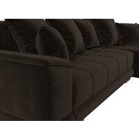 Лига диванов НордСтар правый 121115 (микровельвет коричневый/подушки микровельвет коричневый) Image #3