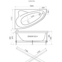 Ванна Triton Николь 160x100 R Базовая Flat (с гидромассажем) - Превью изображения №3 — Интернет-Магазин TECNO.BY