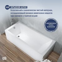 Ванна Lauter Aurora 170x75 21010075 (с каркасом и сифоном 21Y11021 матовый черный) - Превью изображения №5 — Интернет-Магазин TECNO.BY