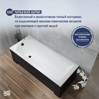 Ванна Lauter Amelia 150 21204050 (с ножками, черным подголов., черным лиц. и торц.экраном) - Превью изображения №3 — Интернет-Магазин TECNO.BY