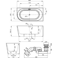 Ванна Wellsee Excellence Pro 180x80 28761203R (пристенная ванна (правая) белый глянец, экран, ножки, сифон-автомат матовый черный) - Превью изображения №10 — Интернет-Магазин TECNO.BY