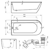 Wellsee Camellia 167x82 236101001 (отдельностоящая ванна (левая) белый глянец, экран, ножки, сифон-автомат хром) Image #10