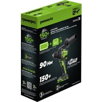 Дрель-шуруповерт Greenworks GD24DD90 3707507CUD (с 2-мя АКБ) - Превью изображения №3 — Интернет-Магазин TECNO.BY