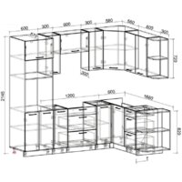 Интерлиния Мила Лайт 1.68x2.4 правая без столешницы (белый платинум) Image #2