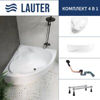 Lauter Riviera 150x150 21050150 (с ножками, лицевым экраном и сифоном 21Y11021 матовый черный) Image #1