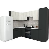 ВерсоМебель Эко-8 1.4x2.7 левая (дуб крафт белый/антрацит/ст.мрамор итальянский)