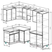 ВерсоМебель Эко-8 1.4x2.7 левая (дуб крафт белый/антрацит/ст.мрамор итальянский) Image #6
