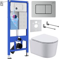 Roxen Simple compact в комплекте с инсталляцией StounFix Dual Fresh 6 в 1 968486 (кнопка: сатин)