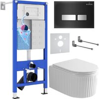 Roxen Royal Matt в комплекте с инсталляцией StounFix Dual Fresh 6 в 1 968297 (кнопка: черный/хром)