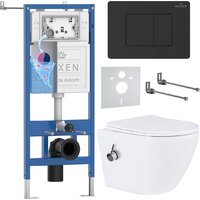 Roxen Antares Bidet в комплекте с инсталляцией StounFix Dual Fresh 6 в 1 868517 (кнопка: черный матовая)