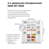Холодильник side by side MAUNFELD MFF177NFWE - Превью изображения №18 — Интернет-Магазин TECNO.BY