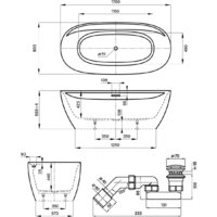 Wellsee Pro Line 170x80 28750103R (отдельностоящая ванна белый глянец, экран, ножки, сифон-автомат матовый черный) Image #10