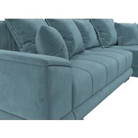 Лига диванов НордСтар правый 121106 (велюр бирюзовый/подушки велюр бирюзовый) Image #3