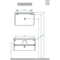 Belux Тумба под умывальник Бостон НП 90-02 (31, бетон чикаго/светло-серый) Image #2