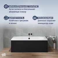Ванна Lauter Ava 150 21208050 (с ножками и черным подголовником) - Превью изображения №6 — Интернет-Магазин TECNO.BY